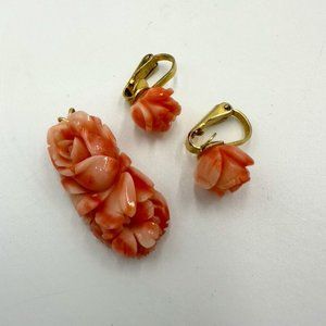 Vintage Carved Coral Jewlery